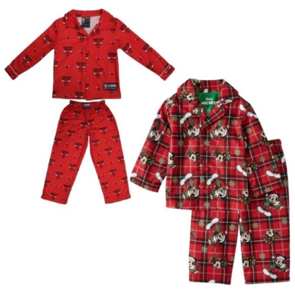 Disney & NBA Kid's Boys Button Down Top & Pant Pajamas Set Size 10 -Pack Of 2 - Picture 1 of 6